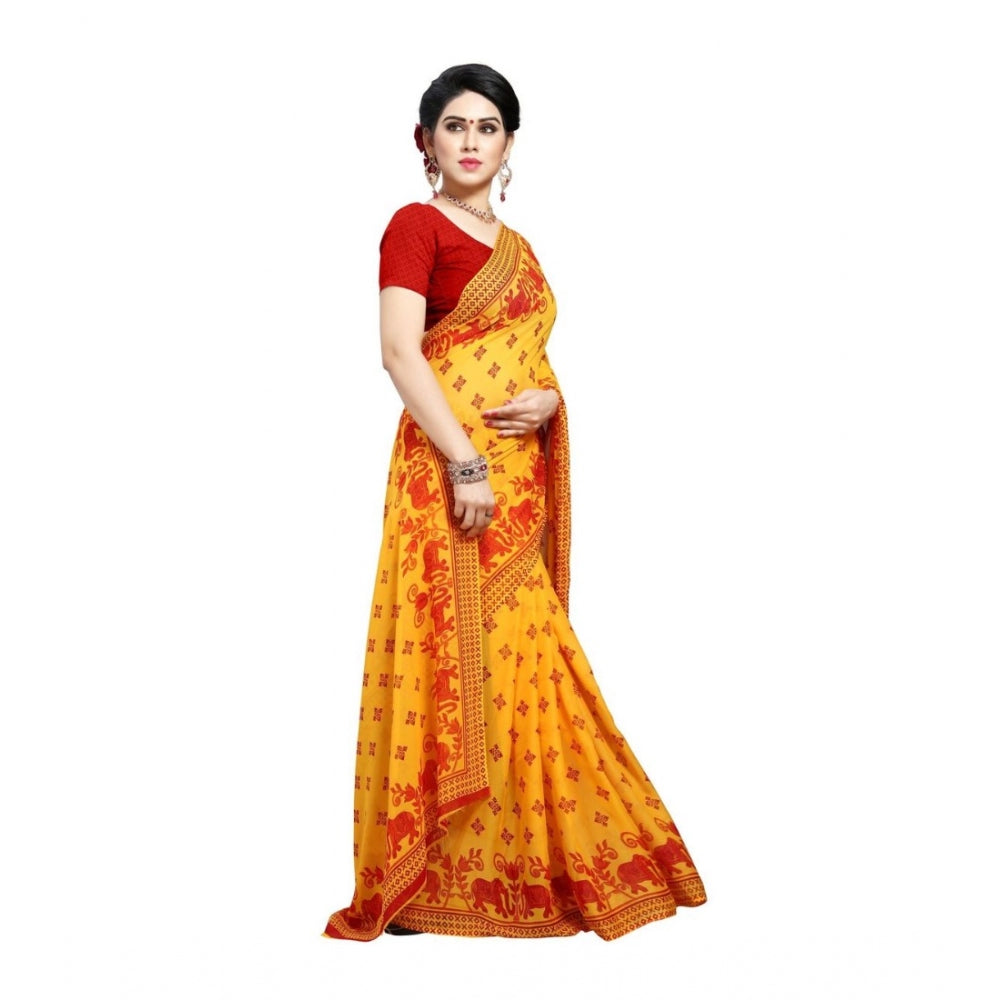 Amfyn Women's Georgette Saree(Red,5-6 Mtrs)