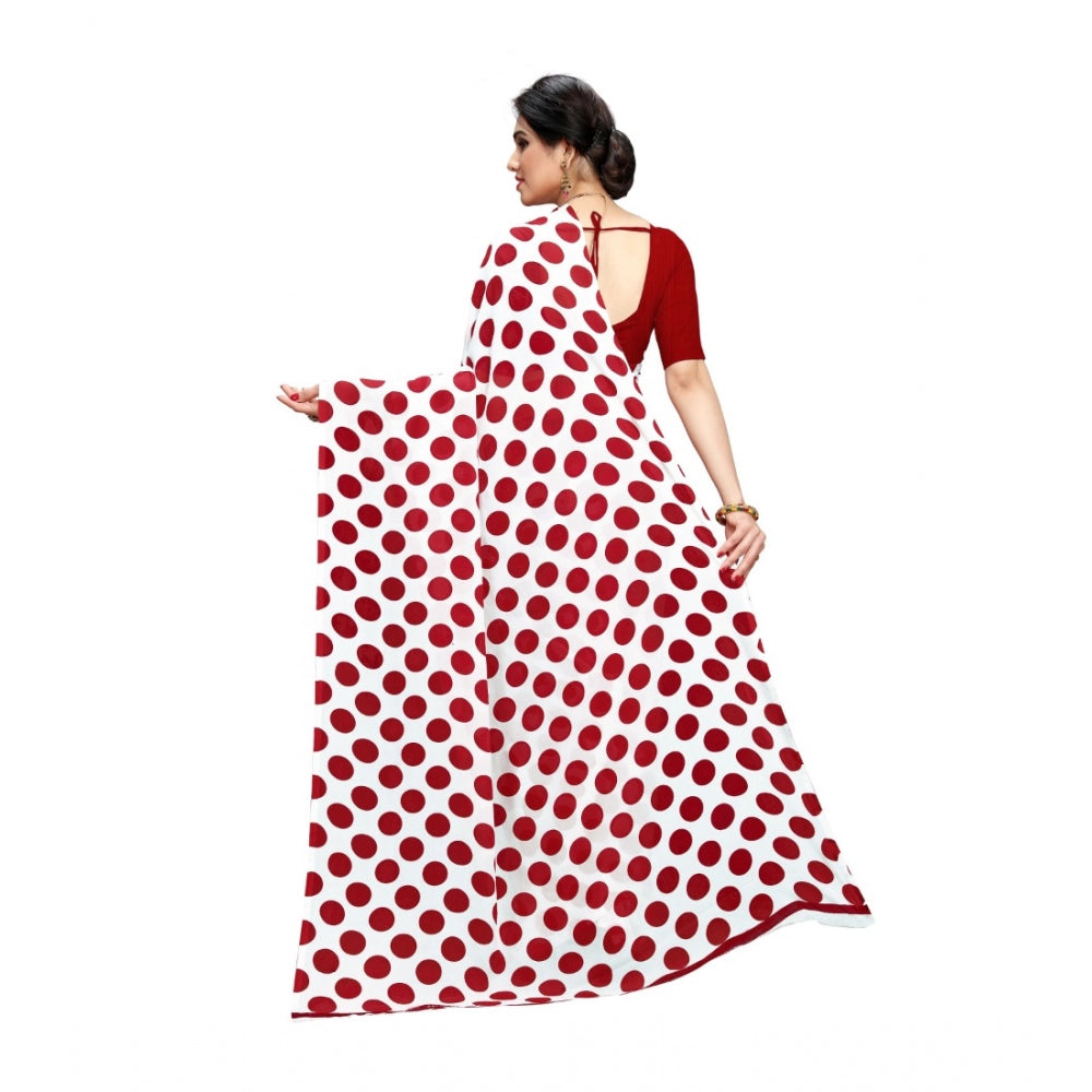 Amfyn Women's Georgette Saree(W.Red,5-6 Mtrs)