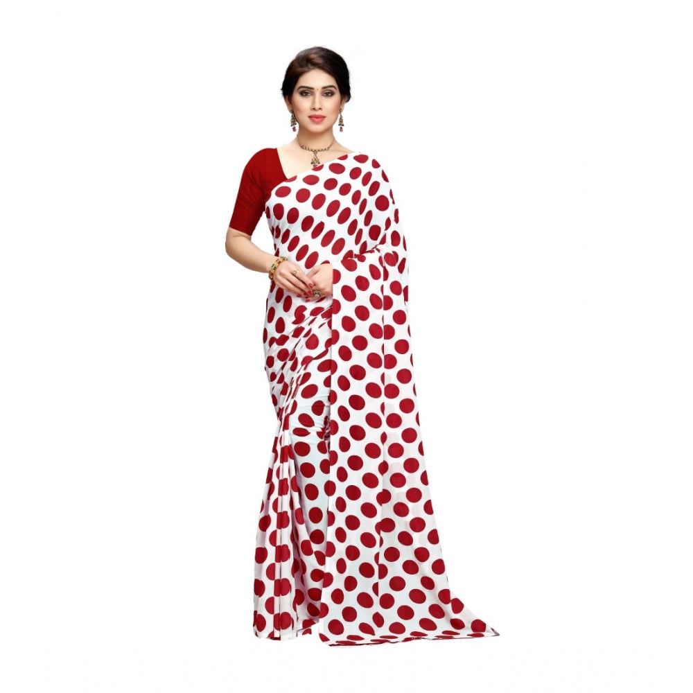 Amfyn Women's Georgette Saree(W.Red,5-6 Mtrs)