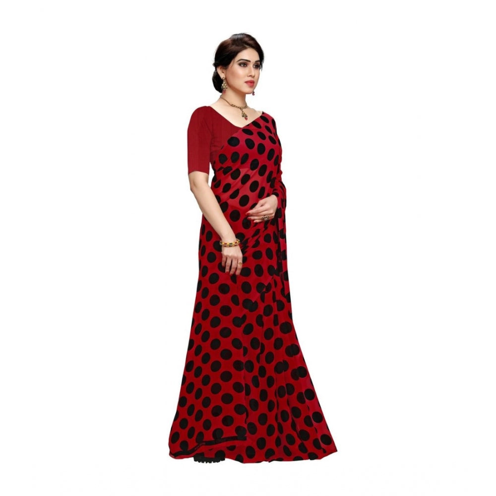 Amfyn Women's Georgette Saree(R.Black,5-6 Mtrs)