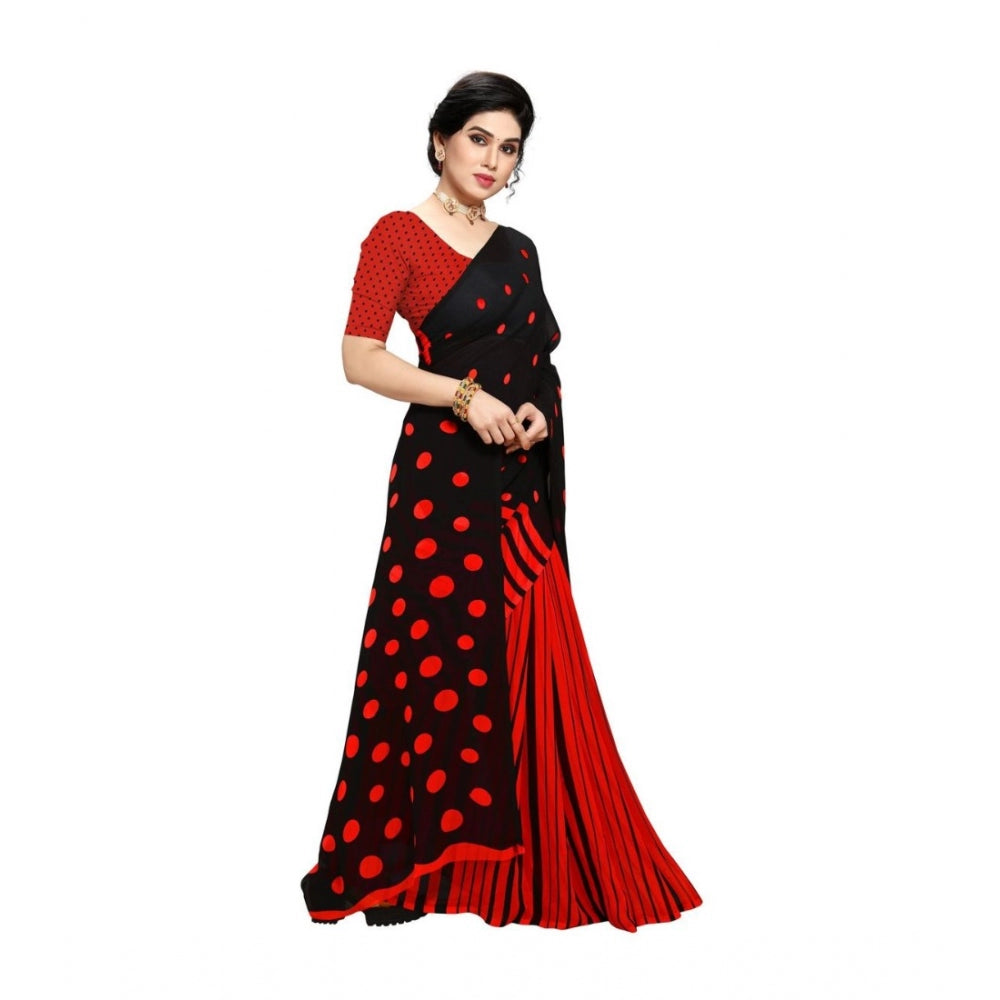 Amfyn Women's Georgette Saree(Red,5-6 Mtrs)