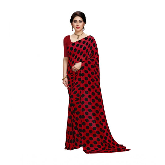 Amfyn Women's Georgette Saree(R.Black,5-6 Mtrs)