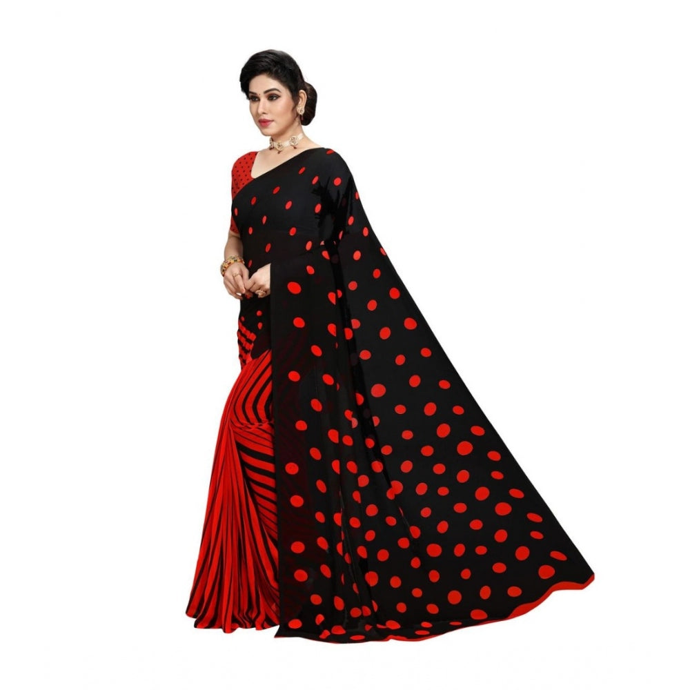 Amfyn Women's Georgette Saree(Red,5-6 Mtrs)