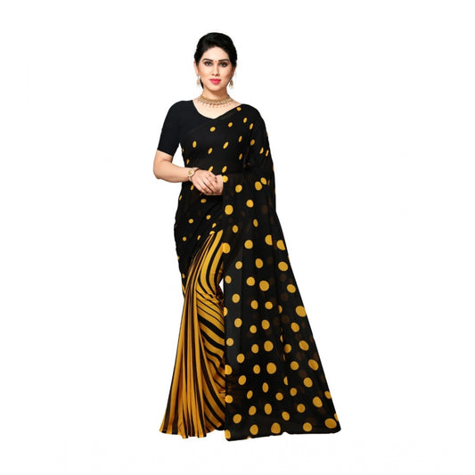 Amfyn Women's Georgette Saree(Yellow,5-6 Mtrs)