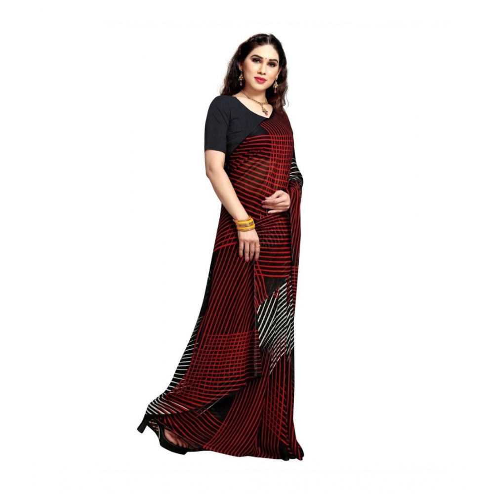 Amfyn Women's Georgette Saree(Black,5-6 Mtrs)