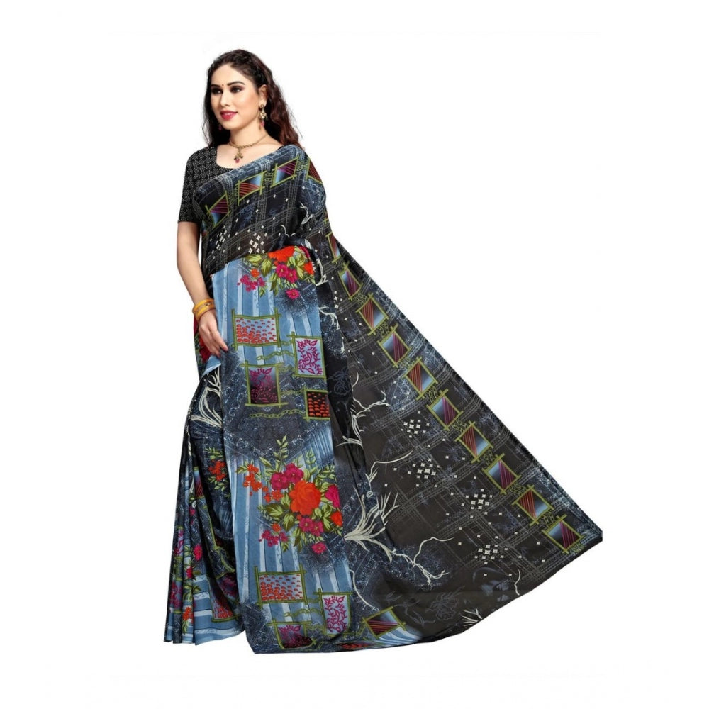 Amfyn Women's Georgette Saree(Blue,5-6 Mtrs)