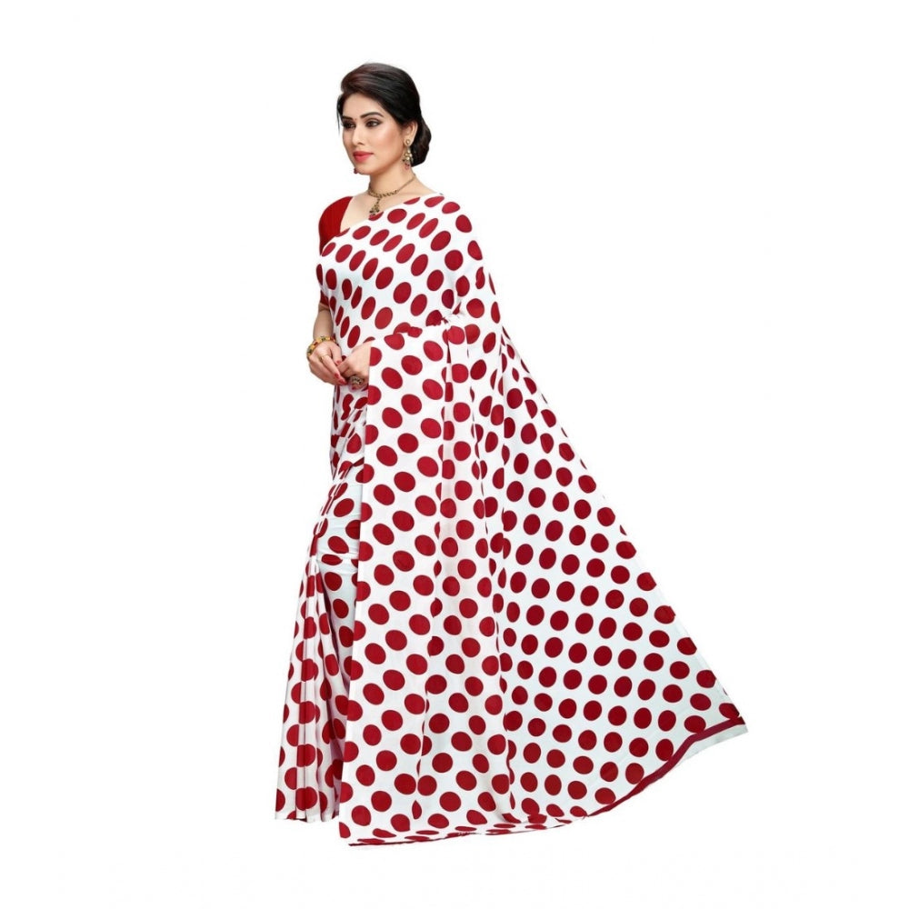 Amfyn Women's Georgette Saree(W.Red,5-6 Mtrs)