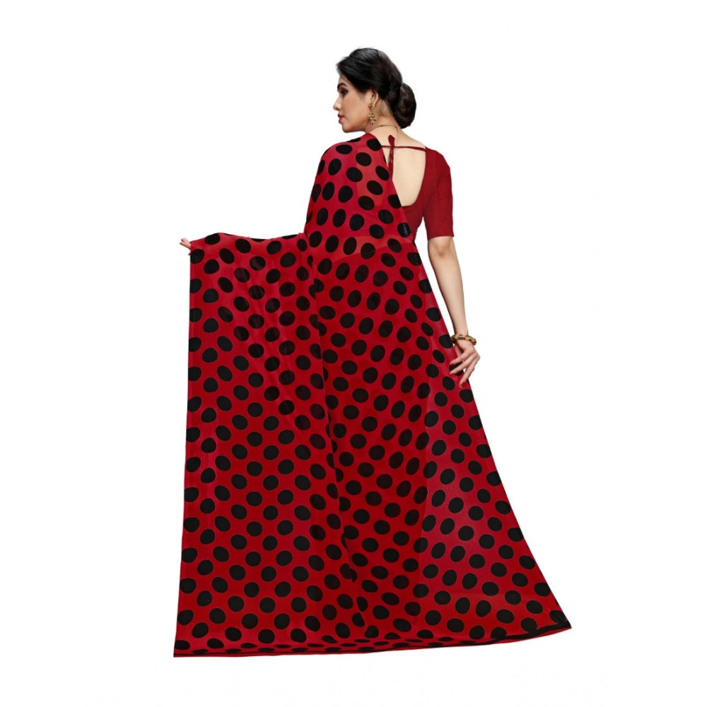 Amfyn Women's Georgette Saree(R.Black,5-6 Mtrs)