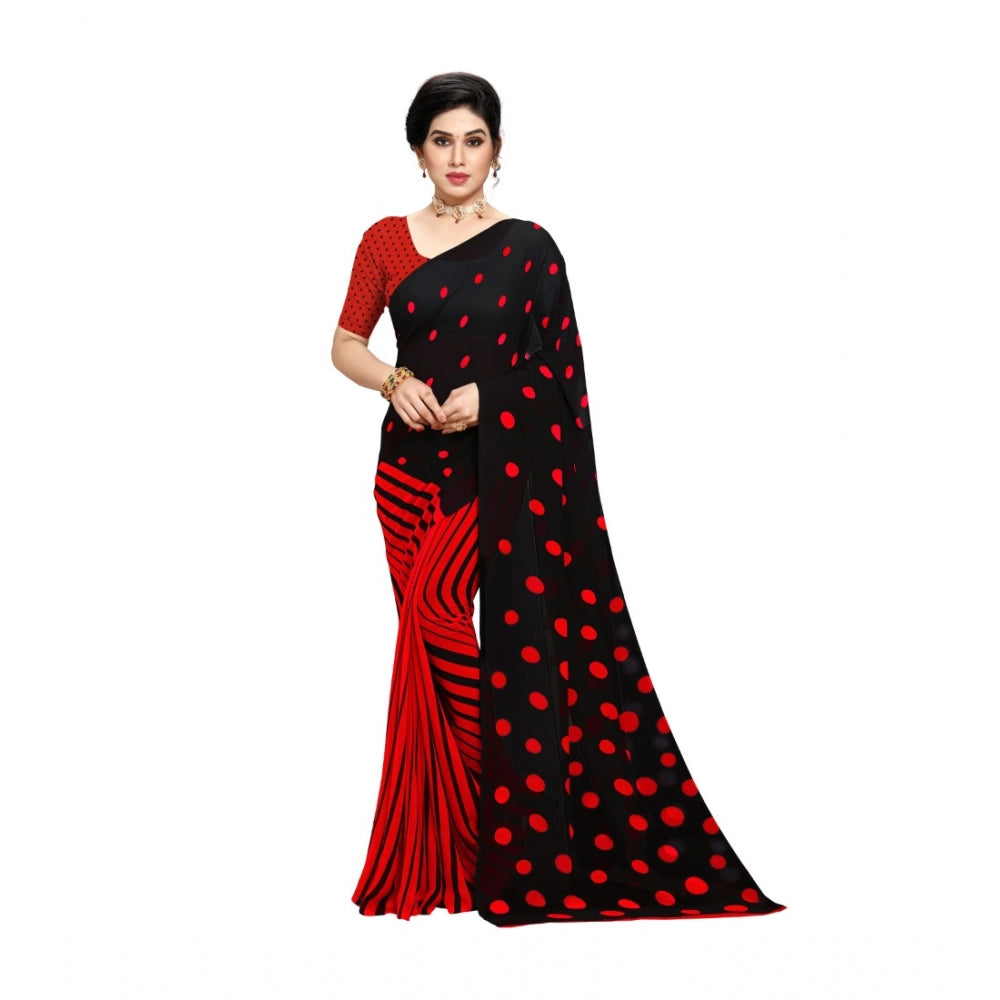 Amfyn Women's Georgette Saree(Red,5-6 Mtrs)