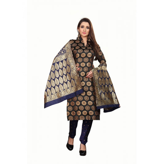 Amfyn Women's Jacquard Silk Unstitched Salwar-Suit Material With Dupatta (Black,2-2.5Mtrs)