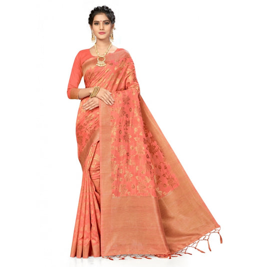 Amfyn Women's Banarasi (Spun Cotton) Saree (Pink,5-6 Mtrs)