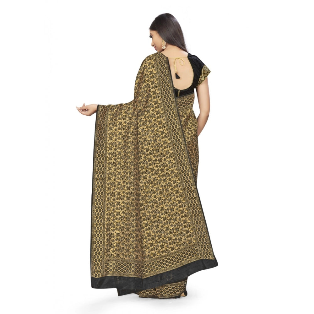 Amfyn Women's Banarasi Silk Saree (Black,5-6 Mtrs)