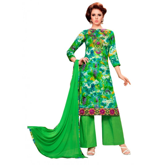 Amfyn Women's Glaze Cotton Unstitched Salwar Suit-Material With Dupatta (Green &amp; Multi,2.3 Mtrs)