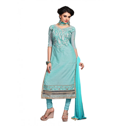 Amfyn Women's Chanderi Unstitched Salwar Suit-Material With Dupatta (Light Sea Green,2.3 Mtrs)