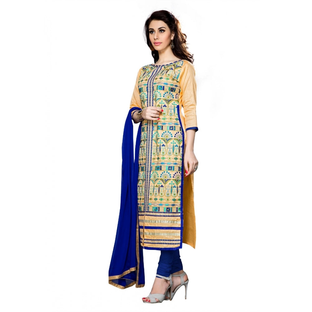 Amfyn Women's Cotton Unstitched Salwar Suit-Material With Dupatta (Beige,2.3 Mtrs)