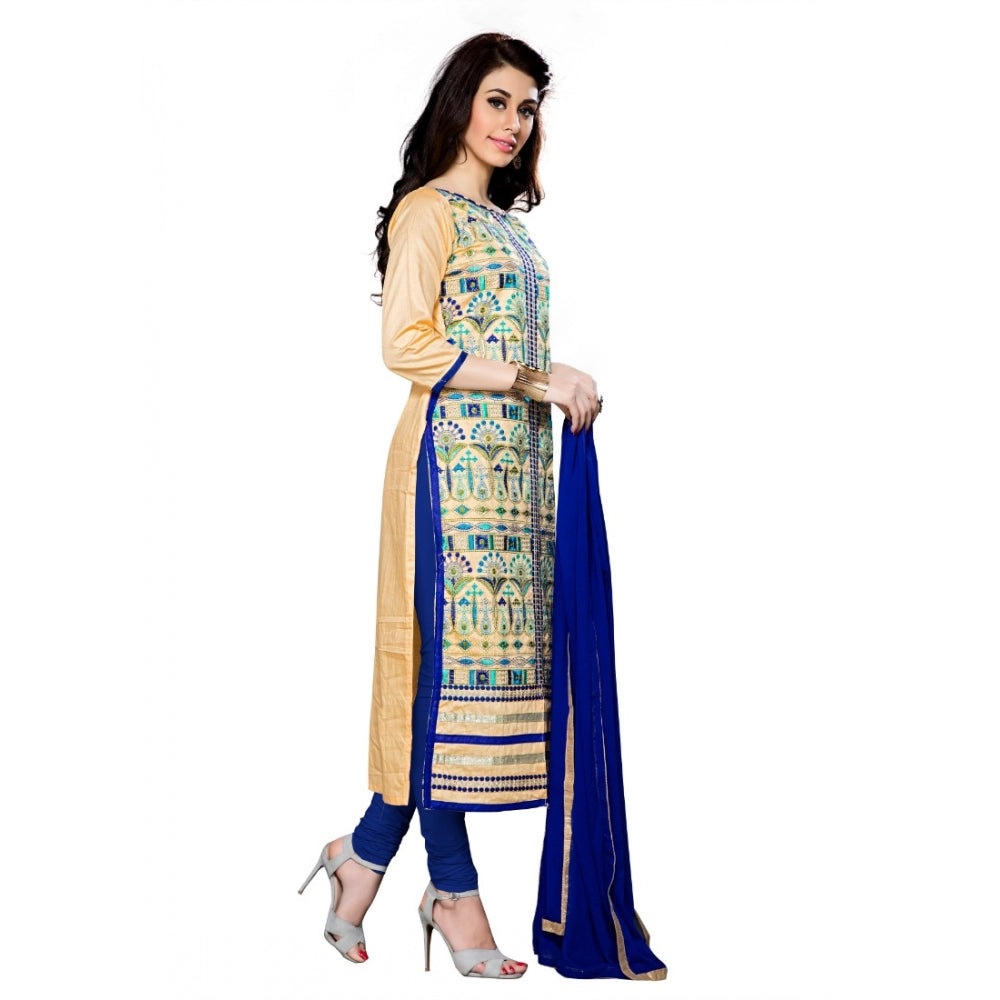 Amfyn Women's Cotton Unstitched Salwar Suit-Material With Dupatta (Beige,2.3 Mtrs)