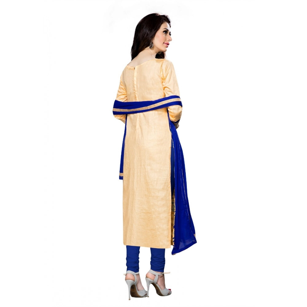 Amfyn Women's Cotton Unstitched Salwar Suit-Material With Dupatta (Beige,2.3 Mtrs)