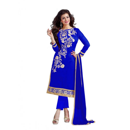 Amfyn Women's Chanderi Unstitched Salwar Suit-Material With Dupatta (Blue,2 Mtrs)