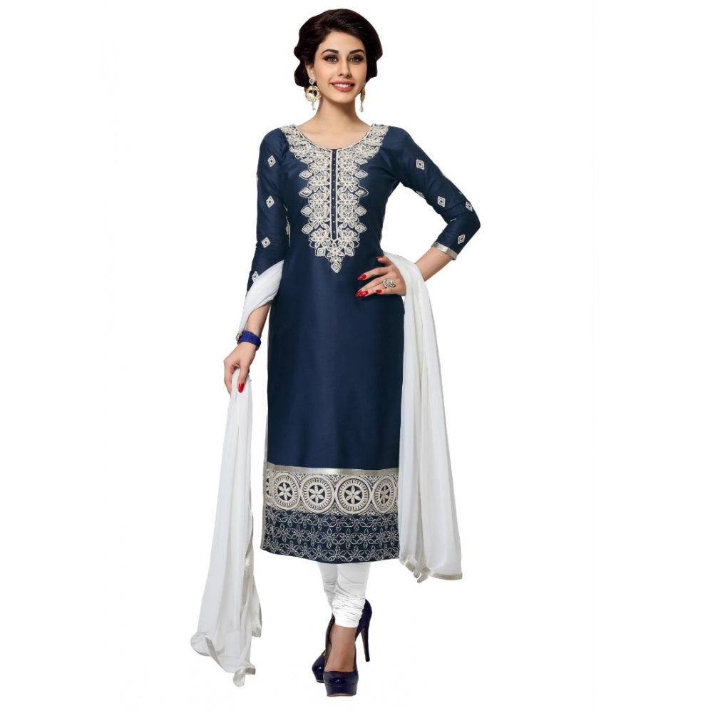 Amfyn Women's Cotton Unstitched Salwar Suit-Material With Dupatta (Navy Blue,2.2 Mtrs)