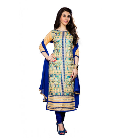 Amfyn Women's Cotton Unstitched Salwar Suit-Material With Dupatta (Beige,2.3 Mtrs)