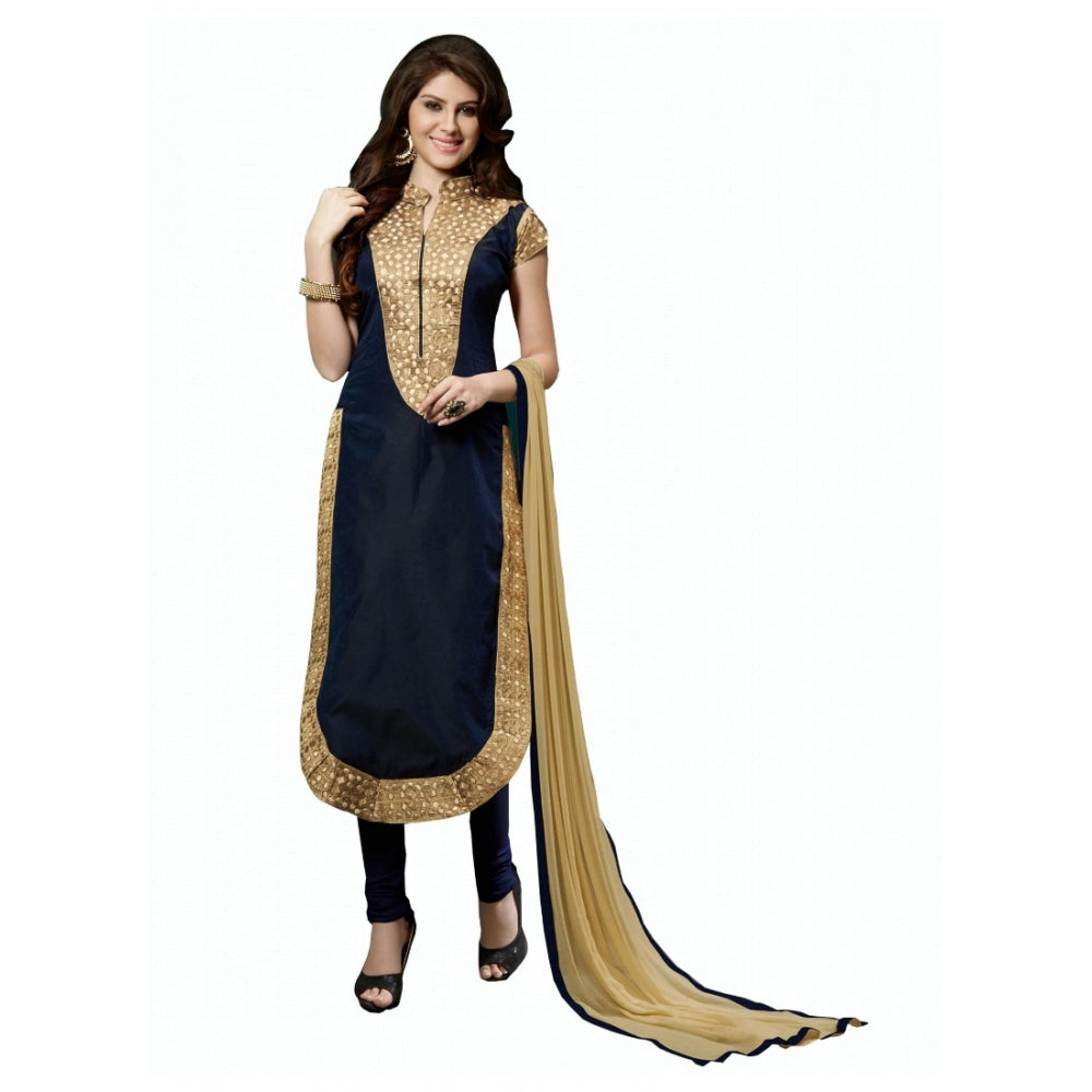 Amfyn Women's Chanderi Unstitched Salwar Suit-Material With Dupatta (Black,2 Mtrs)