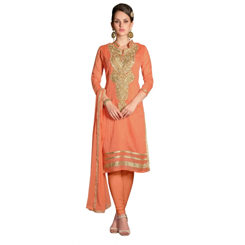 Amfyn Women's Chanderi Unstitched Salwar Suit-Material With Dupatta (Orange,2.2 Mtrs)