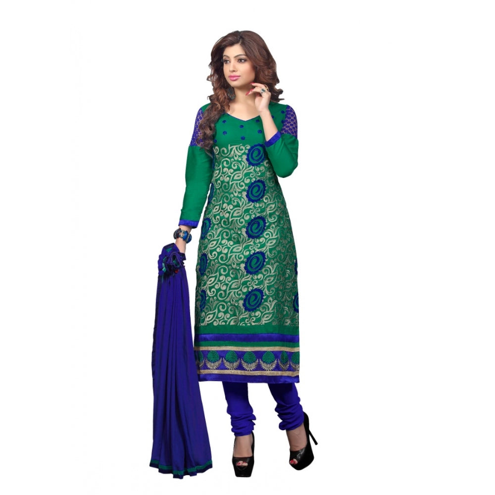 Amfyn Women's Glaze Cotton Unstitched Salwar Suit-Material With Dupatta (Green,2.2 Mtrs)