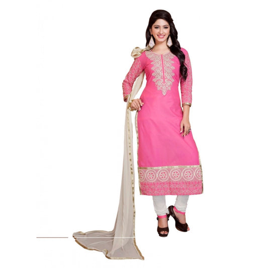 Amfyn Women's Georgette Unstitched Salwar Suit-Material With Dupatta (Pink &amp; White,2.2 Mtrs)