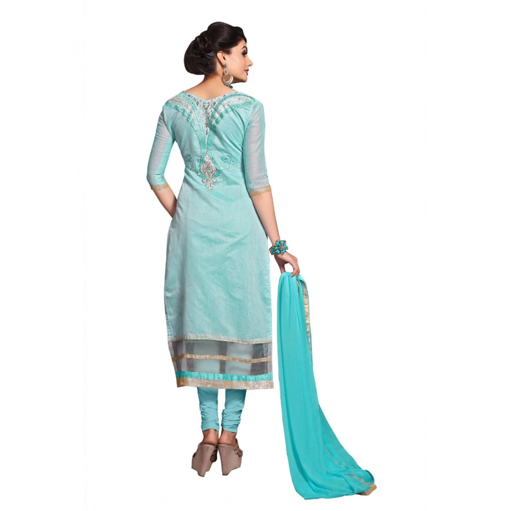 Amfyn Women's Chanderi Unstitched Salwar Suit-Material With Dupatta (Light Sea Green,2.3 Mtrs)