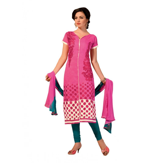 Amfyn Women's Chanderi Unstitched Salwar Suit-Material With Dupatta (Pink,2.2 Mtrs)