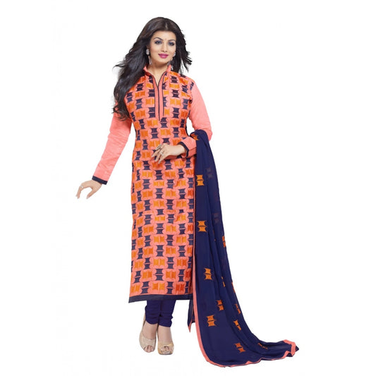 Amfyn Women's Chanderi Unstitched Salwar Suit-Material With Dupatta (Orange,2.2 Mtrs)