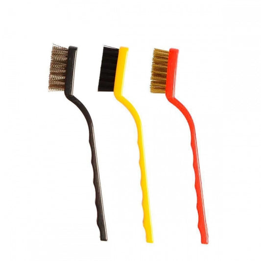 Amfyn Pack Of_3 Mini Wire Brush Set (Brass, Nylon, Stainless Steel Bristles)3 Pcs Set (Color: Assorted)