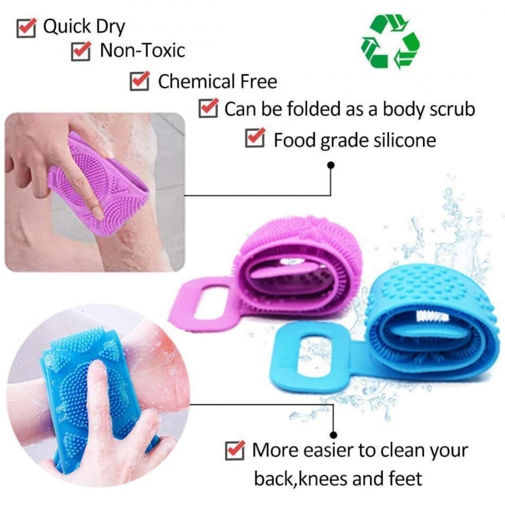 Amfyn Pack Of_2 Silicone Body Scrubber Belt (Color: Assorted)