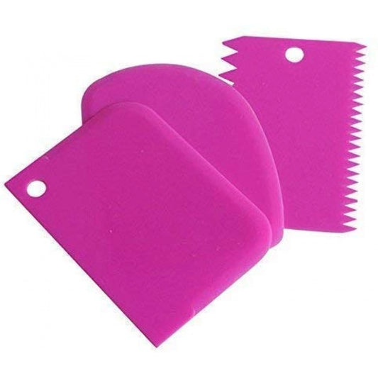 Fashion Pack Of 4_3 Pcs Plastic Dough Bench Scraper Cake Cutter (Color: Assorted)