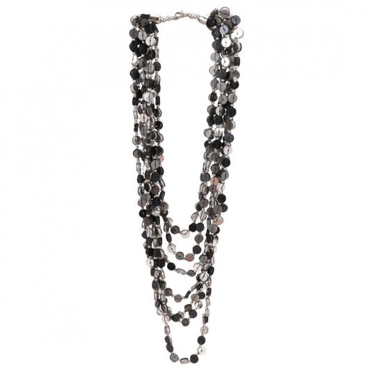 Fashion Jewellery Stylish Silver Black Beads Necklace (Color: Grey)