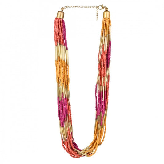 Fashion Women's Designer Elegant Multi Layer Multi Color Beads Necklace (Color: Multi Color)