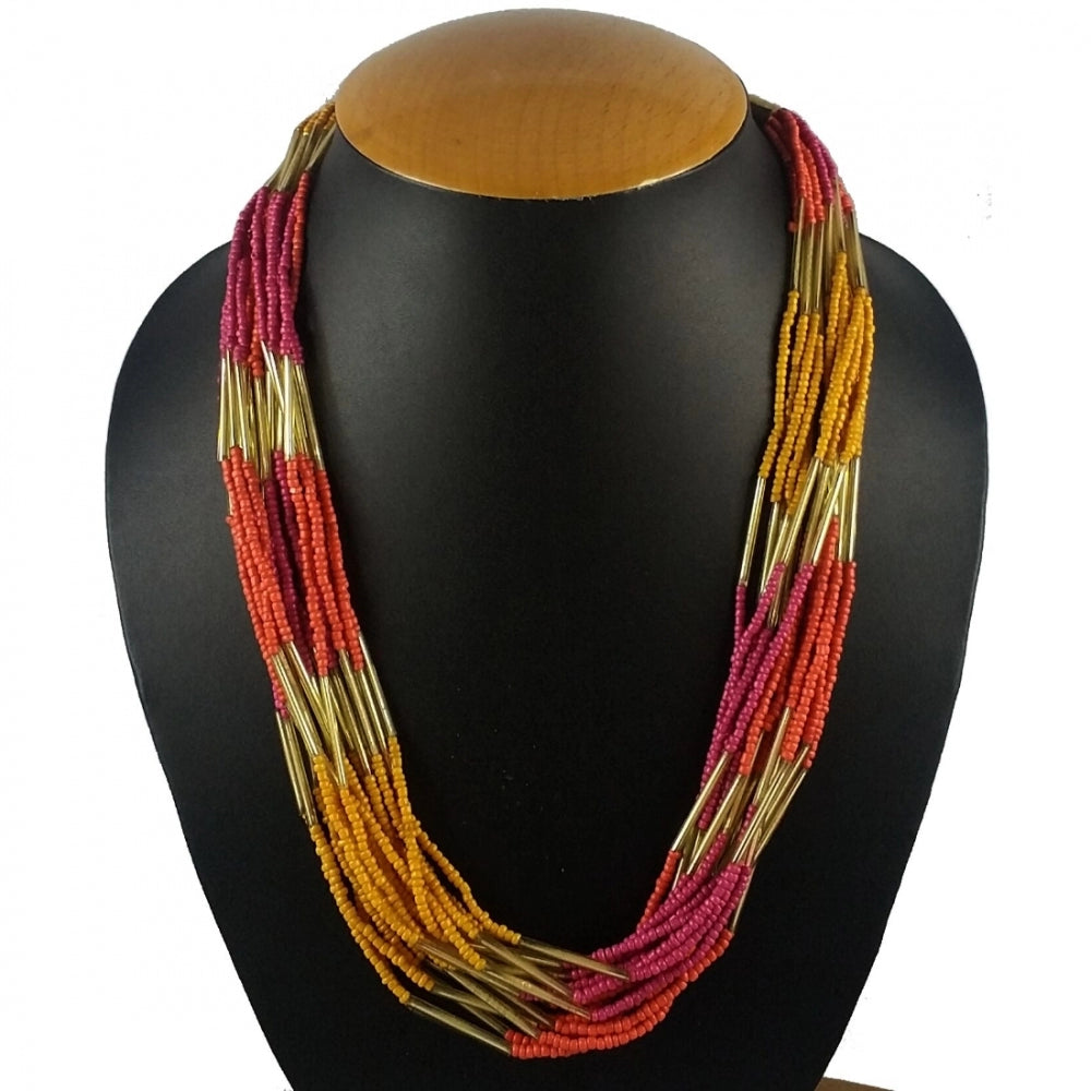 Fashion Women's Designer Elegant Multi Layer Multi Color Beads Necklace (Color: Multi Color)