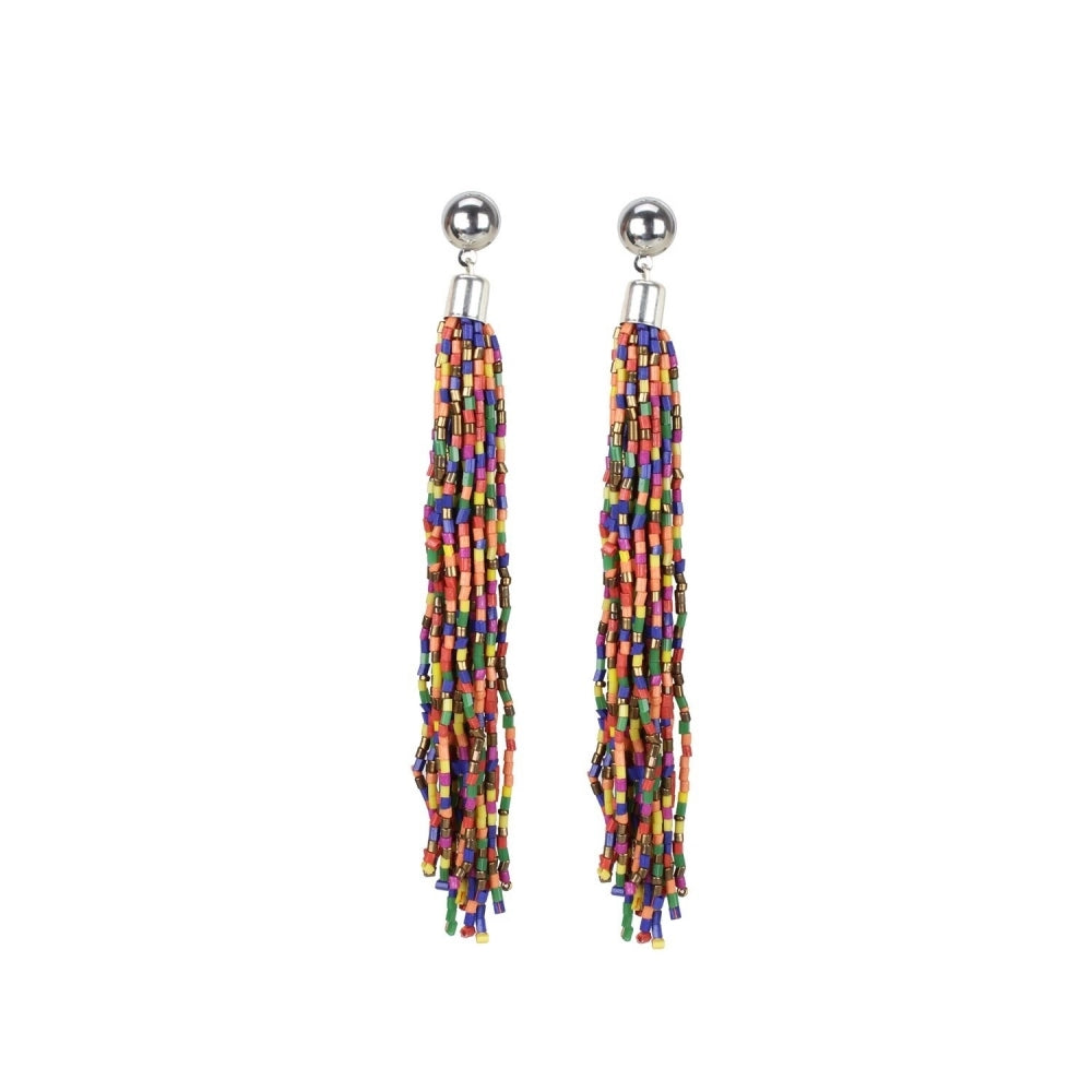 Fashion Women's Alloy, Beads Hook Dangler Hanging Earring (Color: Multi Color)