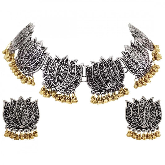 Fashion Antique Silver Oxidised Plated Tribal Afghani Necklace With Earrings Set For Women