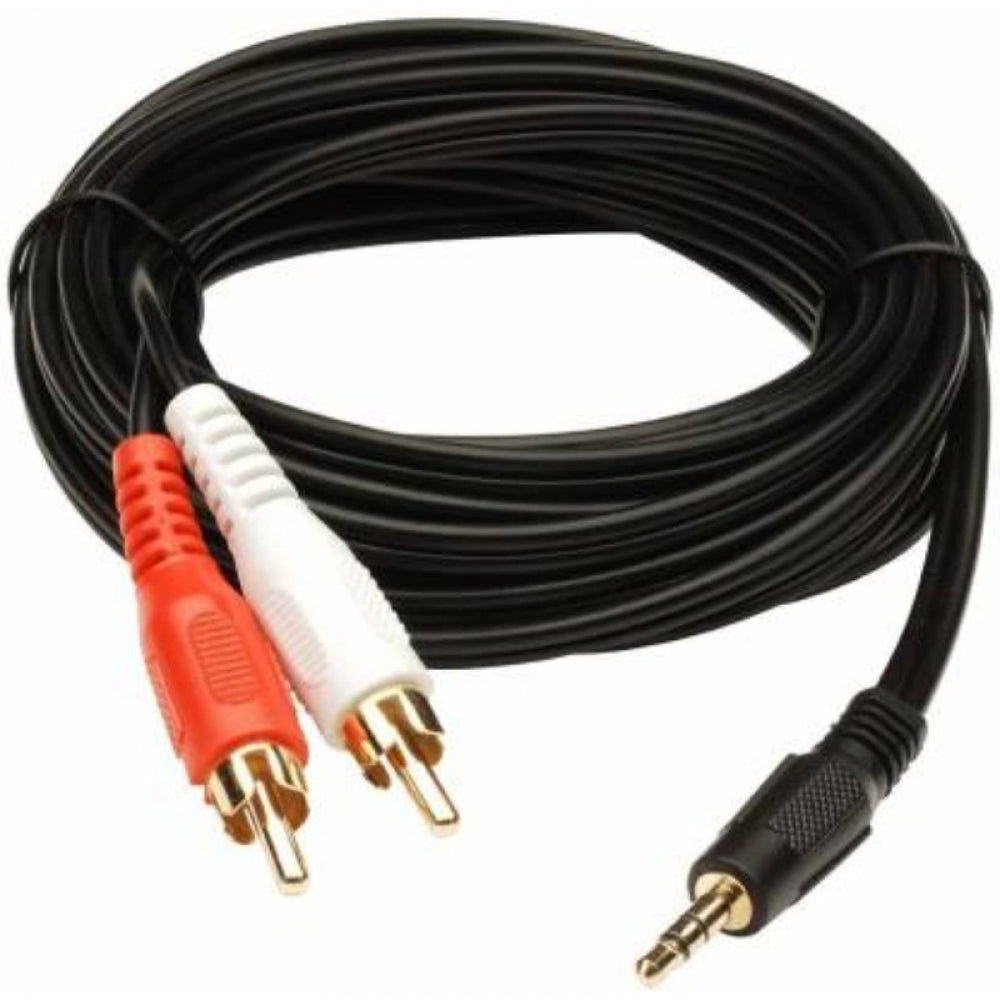 Amfyn Pack Of_5 3.5 Mm Jack Stereo Audio Male To 2 Rca Male Cable (Color: Assorted)