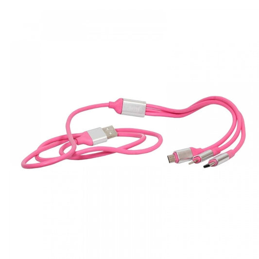 Fashion Pack Of_2 Colorful Multi Charger Cable 3 In 1 Cable Sp_32 (Color: Assorted)
