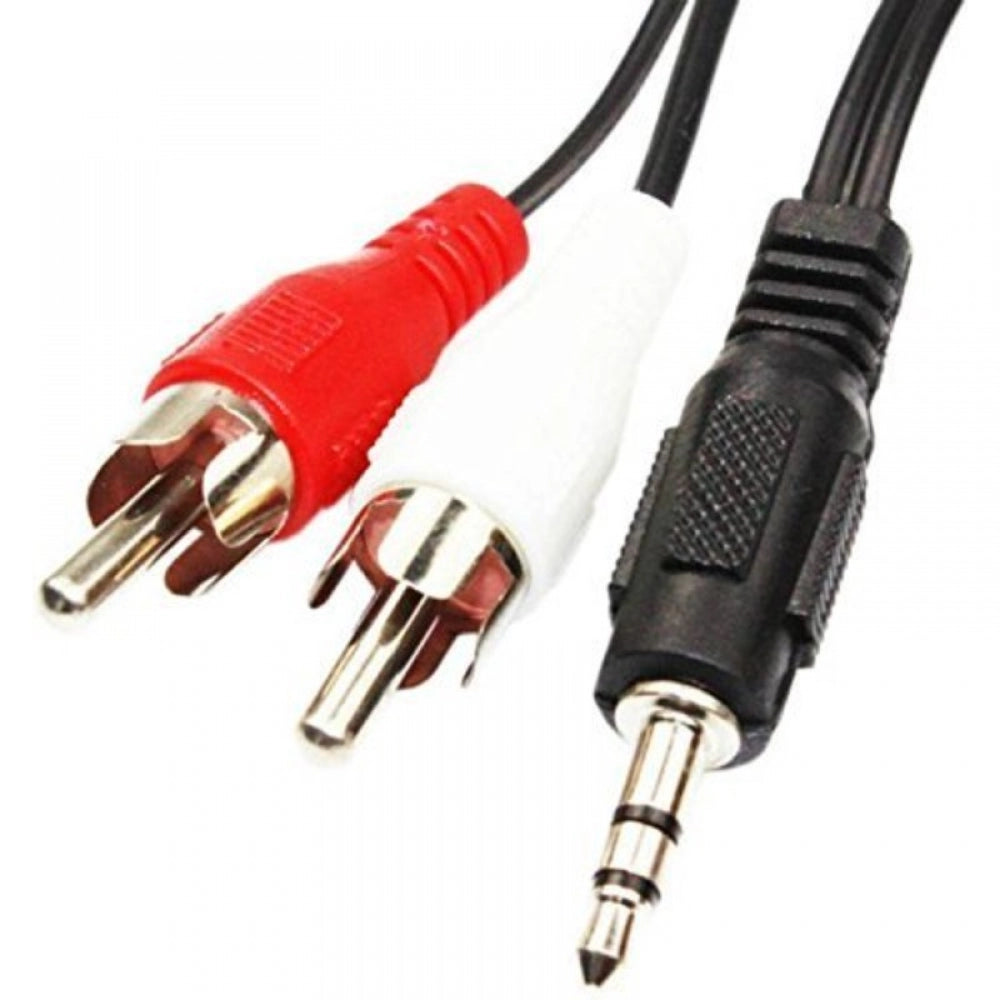 Amfyn Pack Of_5 3.5 Mm Jack Stereo Audio Male To 2 Rca Male Cable (Color: Assorted)