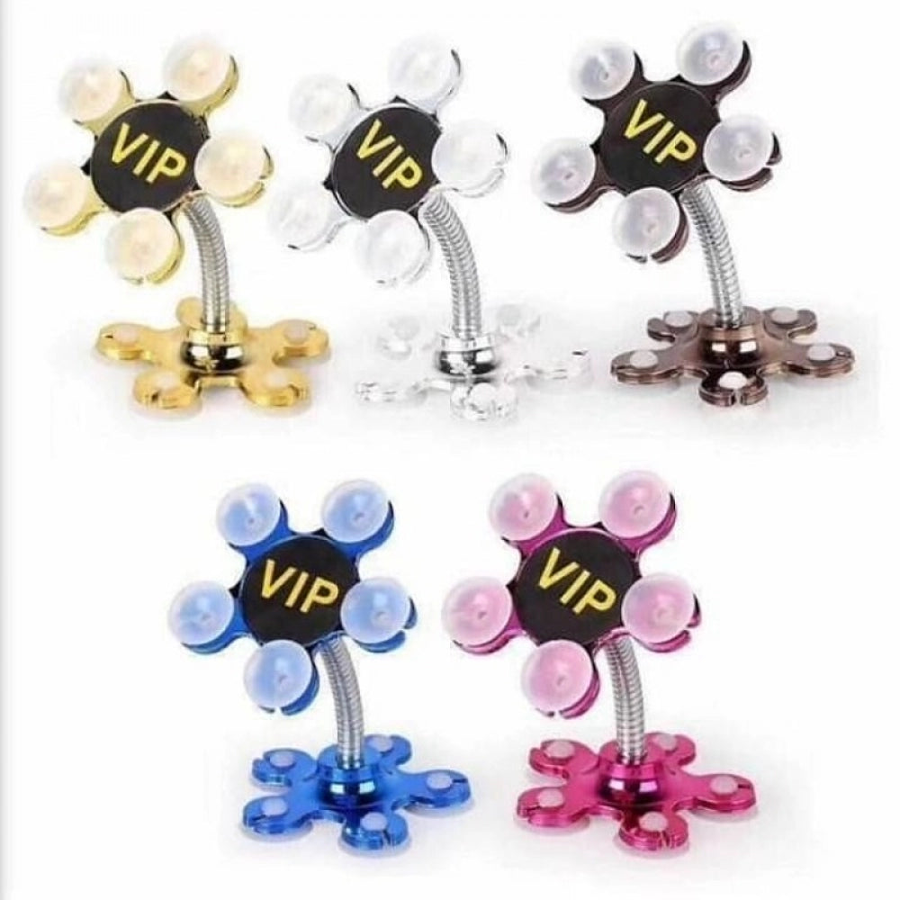 Amfyn Pack Of_5 Phone Sucking Stand Flower Shape Cell Phone Holder (Color: Assorted)