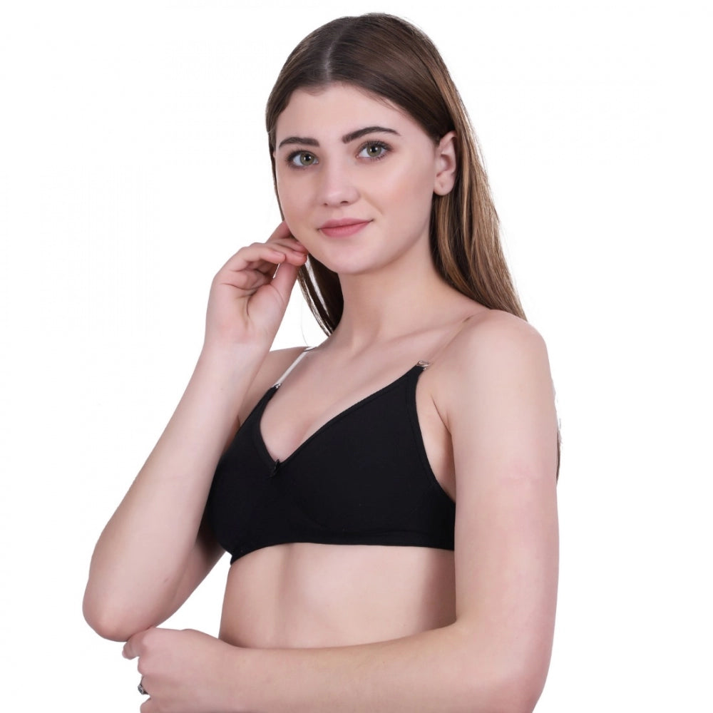 Amfyn Women's Cotton Bra (Material: Cotton, (Color: Black)