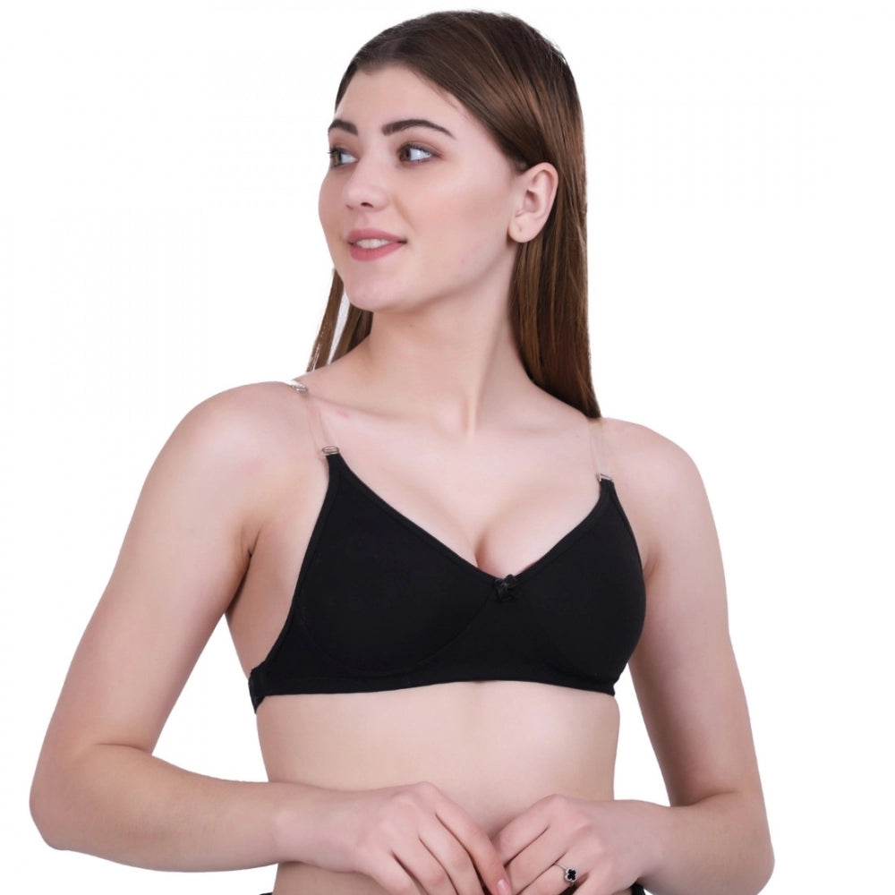 Amfyn Women's Cotton Bra (Material: Cotton, (Color: Black)