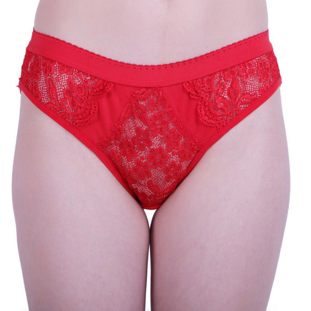 Amfyn Women's Cotton Bra And Panty Set (Material: Cotton (Color: Red)