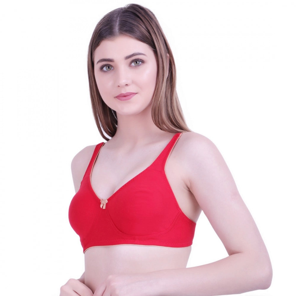 Amfyn Women's Cotton Bra (Material: Cotton, (Color: Red)