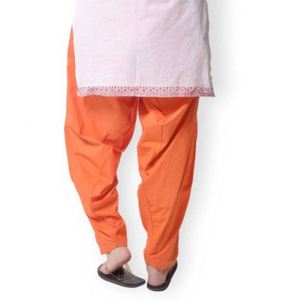 Amfyn Women's Cotton Solid Patiyala (Color:Orange)