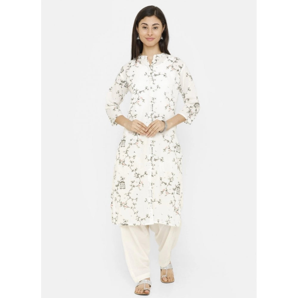 Amfyn Women's Cotton Solid Patiyala (Color:Half White)