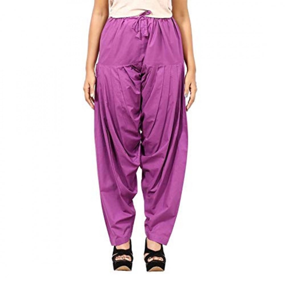 Amfyn Women's Cotton Solid Patiyala (Color:Violet)